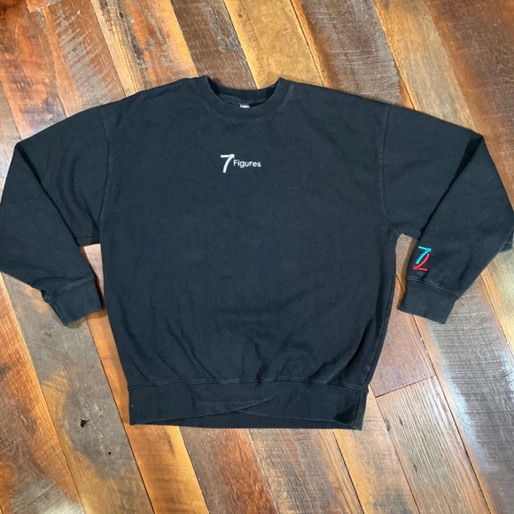 7 Figures Black Embroidered Logo Sweatshirt Size Large - Picture 1 of 6
